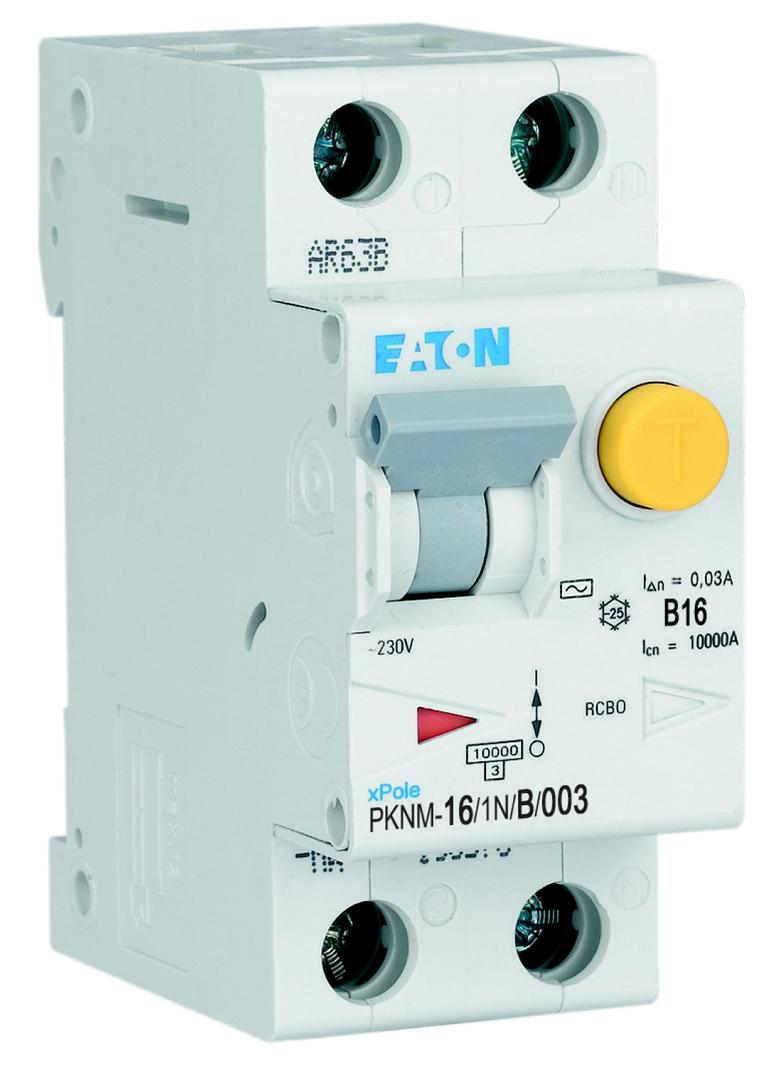 Wyłącznik różnicowo-nadprądowy 2P 16A B 0,03A typ AC PKNM 16/1N/B/003 236200 EATON