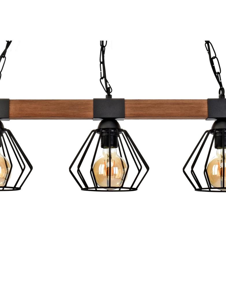 MILAGRO Lampa wisząca ULF BLACK/WOOD 3xE27