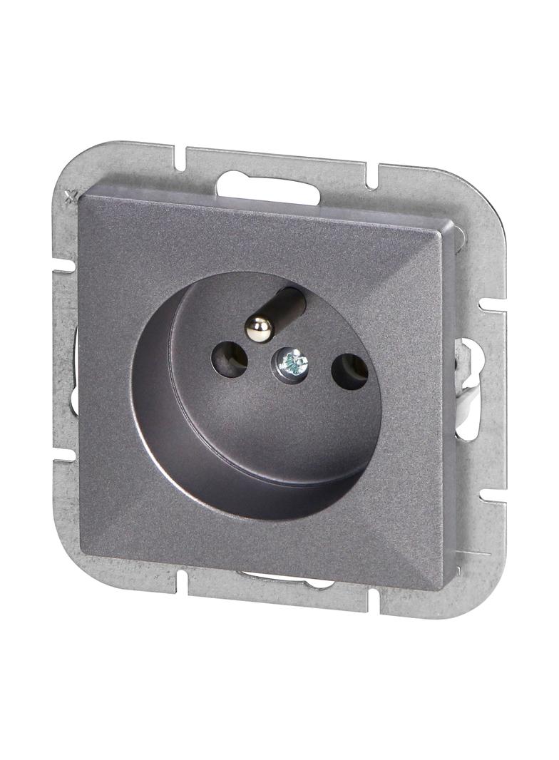 Gniazdo pojedyncze podtynkowe 2P+Z Pearl, 16A, 250V, PT-16P, antracyt