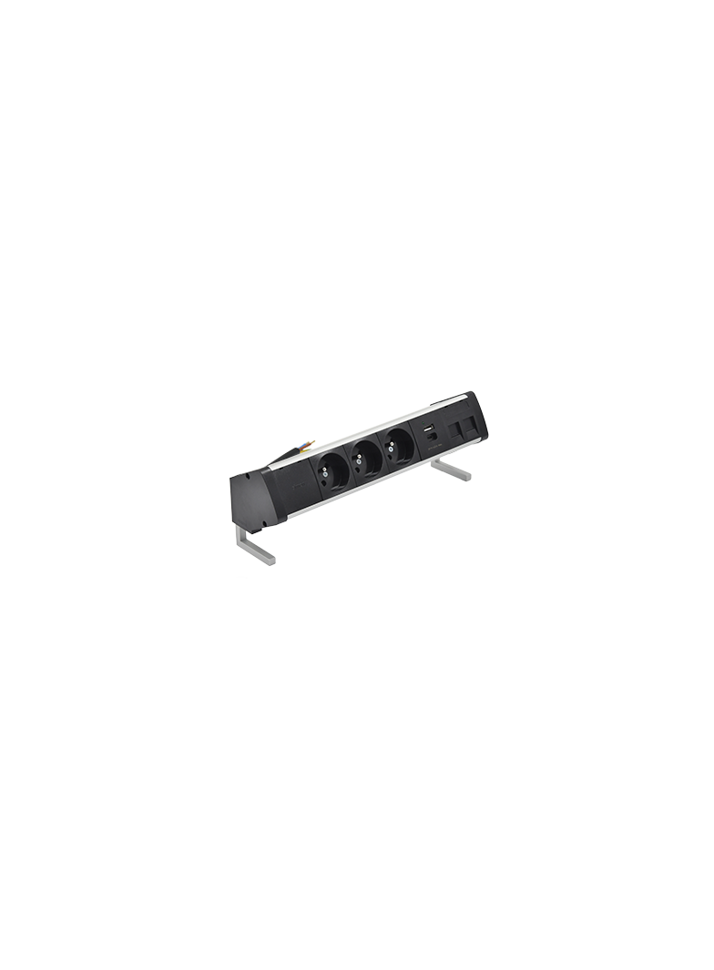 Simon 480 TS48-430E30BK0-40 Biurkowy zestaw gniazd 3 gn. typ E + ładow. USB A+C i płytka dla 2 złącz 48430E30BK00000-40 KONTAKT