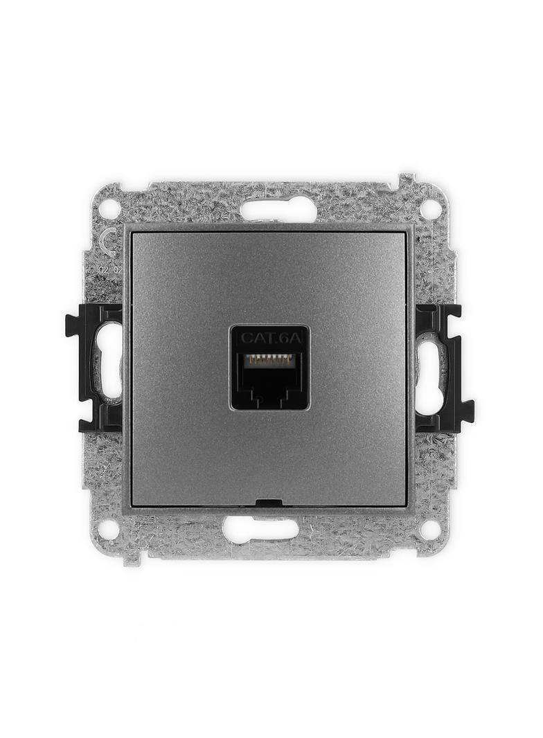 ICON Mechanizm gniazda komputerowego pojedynczego 1xRJ45, kat. 6A, 8-stykowy, bez pola opisowego gra