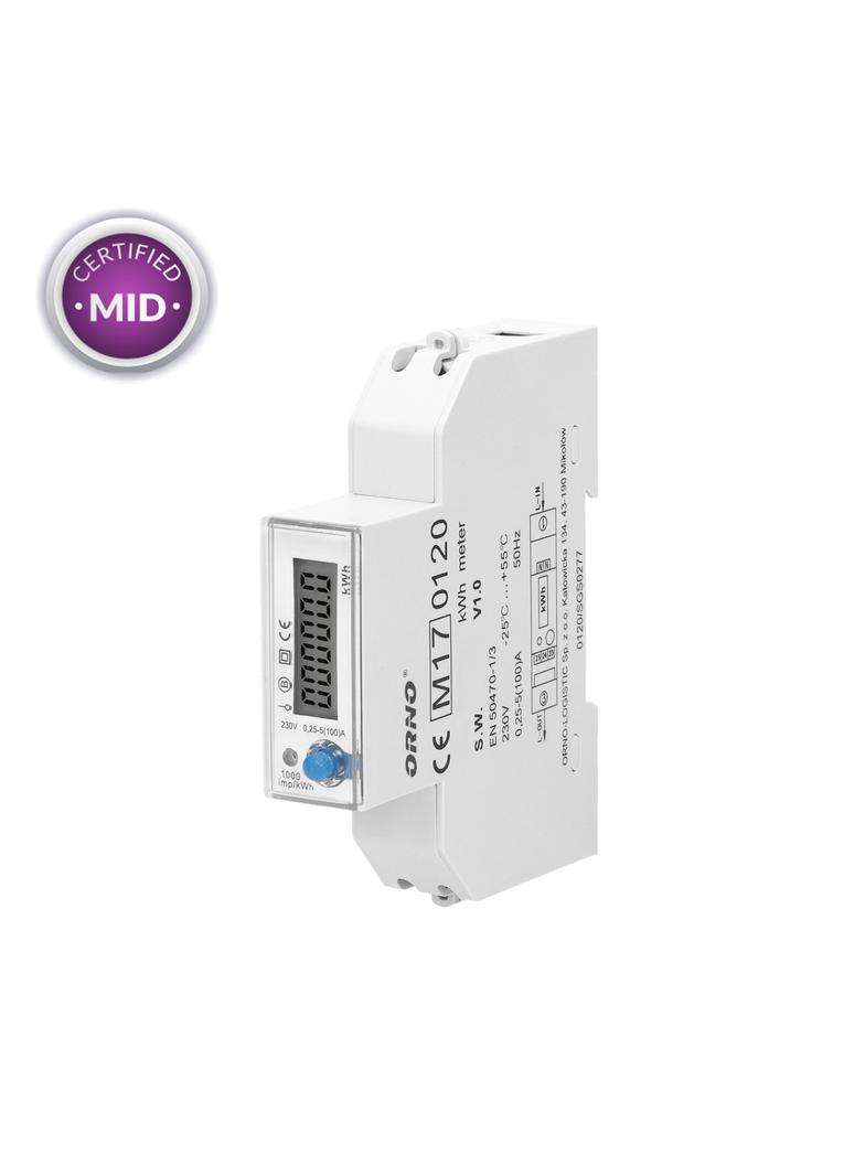 1-fazowy licznik energii elektrycznej dwukierunkowy 100A MID 1 moduł DIN TH-35mm OR-WE-524 ORNO