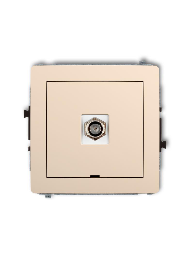 DECO Mechanizm gniazda antenowego pojedynczego typu F (SAT) niklowany, bez pola opisowego beżowy