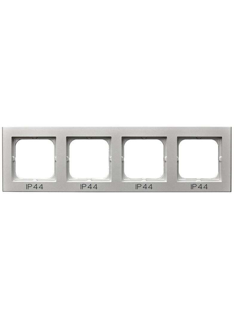 SONATA Ramka poczwórna do łączników IP-44 - kolor srebro mat