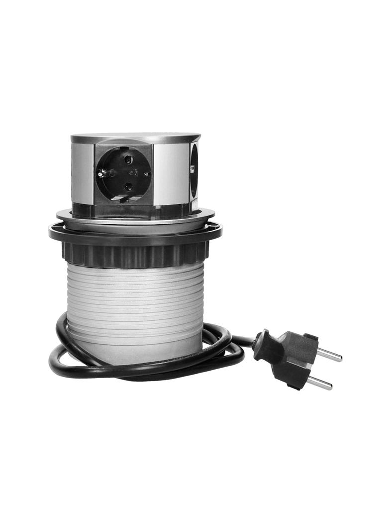Gniazdo meblowe O10cm wysuwane z blatu z przewodem 1,5m 4x2P+Z wersja schuko OR-AE-1341(GS) ORNO