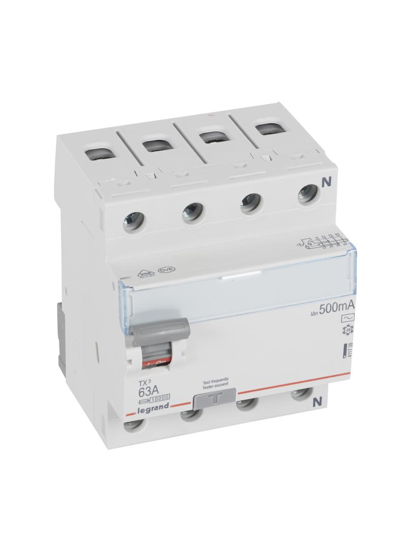 WYŁĄCZNIK RÓŻNICOWOPRĄDOWY P 304 4P 63A 500MA TYP AC SERII TX3, Legrand
