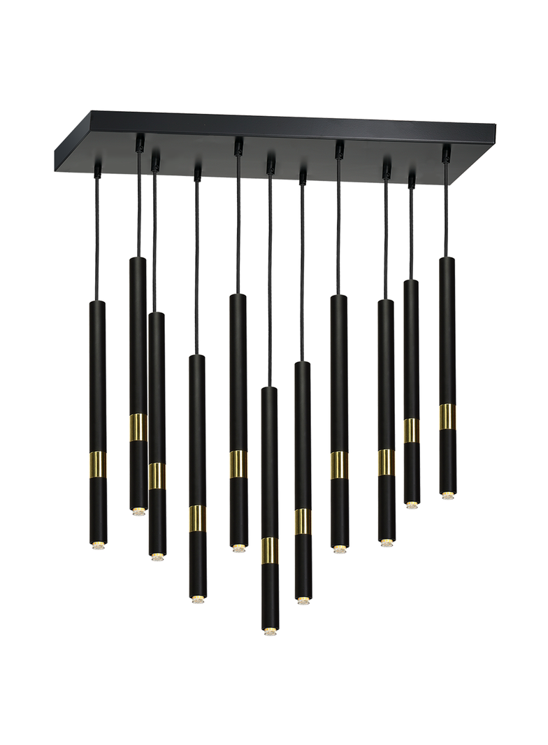 MILAGRO Lampa wisząca MONZA BLACK/GOLD 11xG9 8W