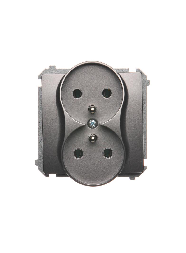 Simon Basic Gniazdo podwójne z/u 16A z. śrub. stal inox