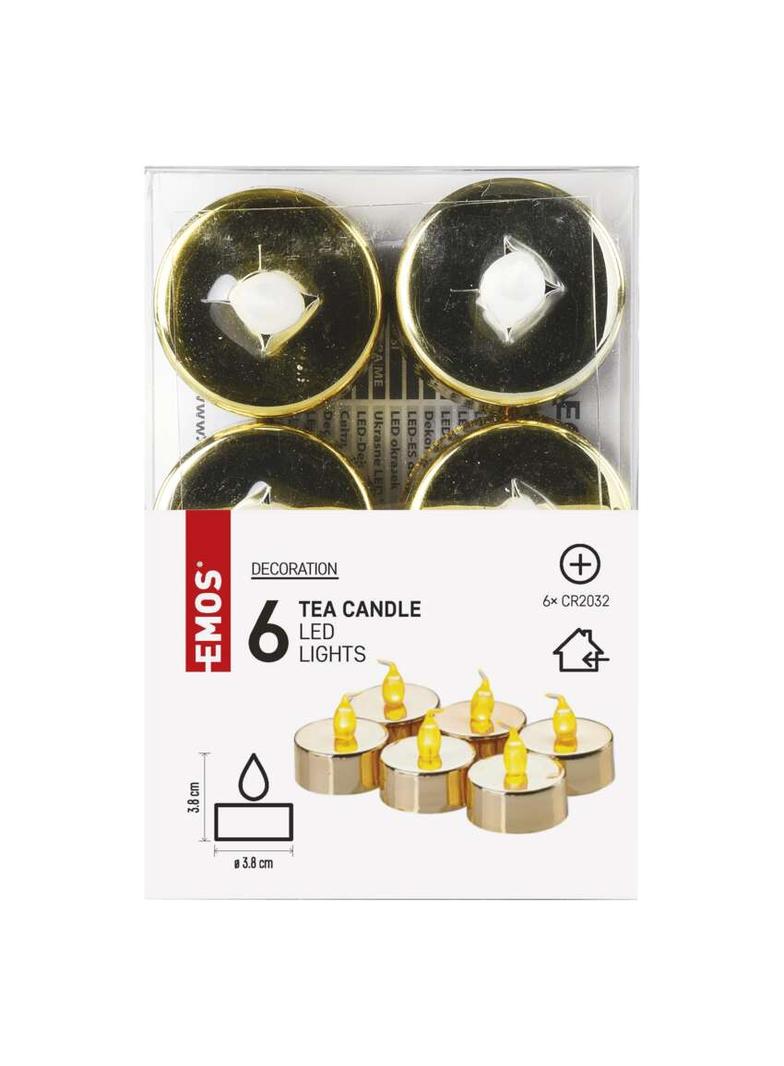 Świeczki tealight złote 6x CR2032 vintage kpl. 6 szt. DCCV13 EMOS