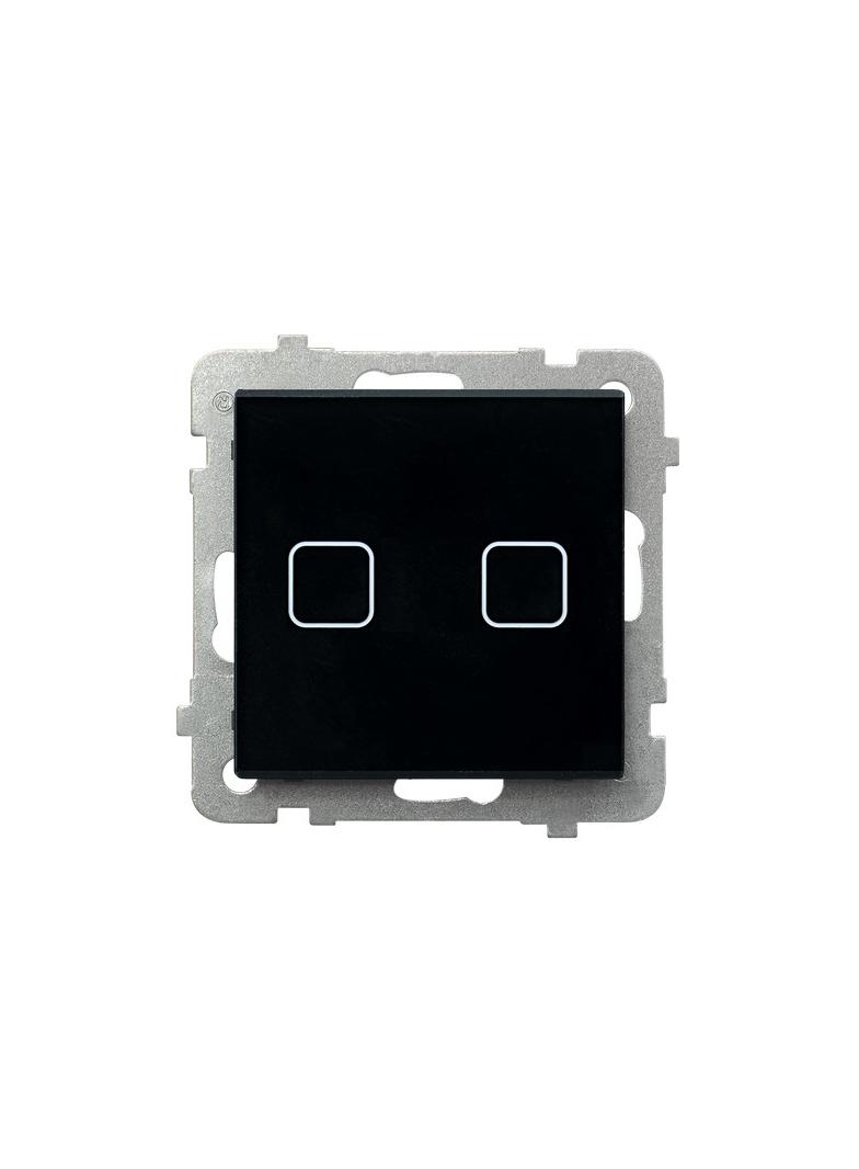 SONATA TOUCH Łącznik dotykowy dwugrupowy świecznikowy z podświetleniem - kolor czarne szkło