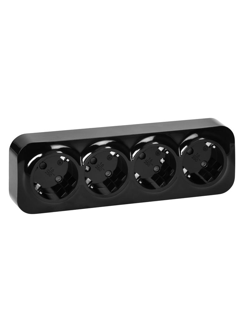 Gniazdo poczwórne natynkowy ToDo 2P+Z Schuko IP20, 16A, 230V AC, 16A, 230V AC, czarny OR-OE-7210(GS)/B ORNO
