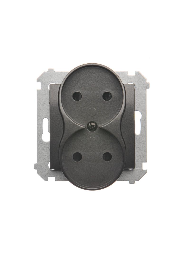 Simon 54 Nature Gniazdo wtyczkowe bez uziemienia z przesłonami podwójne do ramek NATURE 16A 250V zaciski śrubowe czarny DG2MZN.01/49 DG2MZN.01/48 KONTAKT