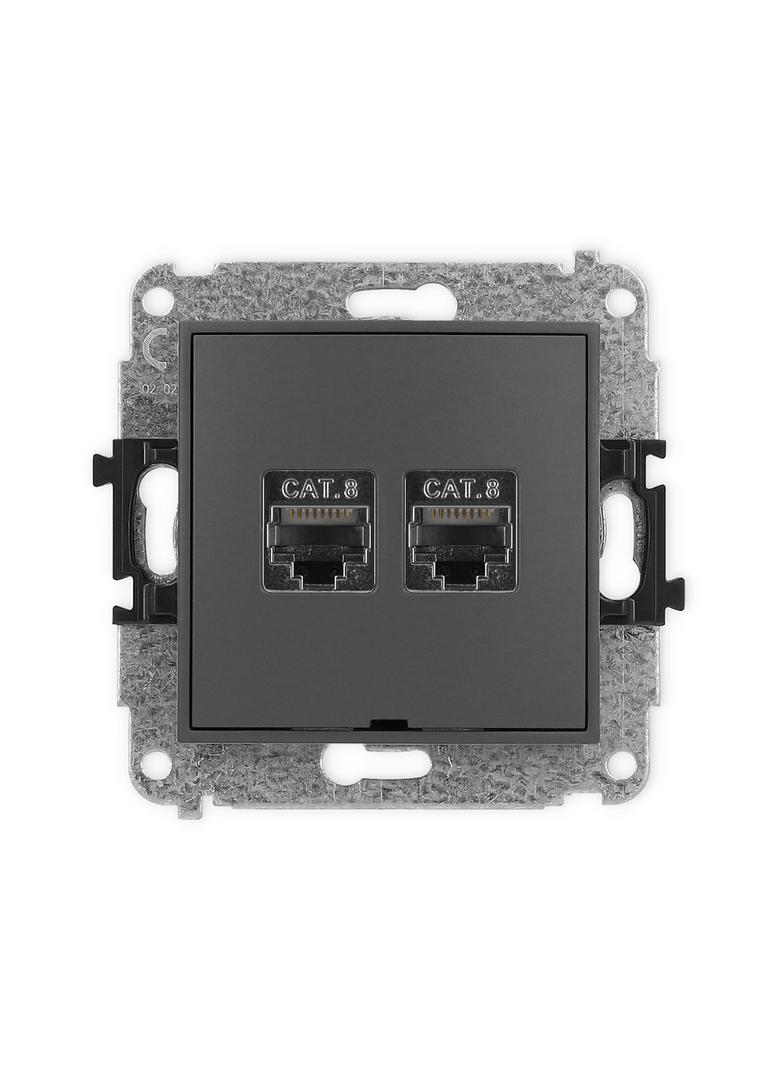 ICON Mechanizm gniazda komputerowego podwójnego 2xRJ45, kat. 8, ekranowany, 8-stykowy, bez pola opis