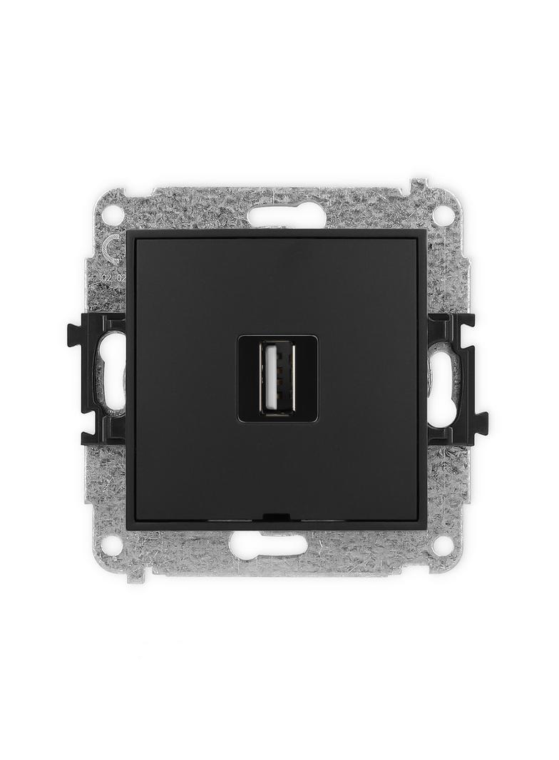 ICON Gniazdo pojedyncze USB A-A 2.0, bez pola opisowego czarny mat 12IGUSBBO-1 KARLIK