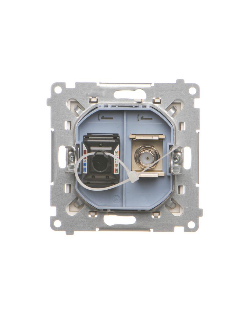 Simon 55 Gniazdo antenowe typu /F/+RJ45 kat.6 Szampański mat