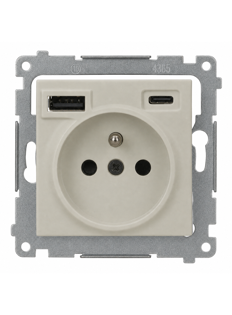 Simon 54 Gniazdo z uziemieniem i ładowarką USB C+A kaszmir mat DGZ1ZUSB2CA.01/42