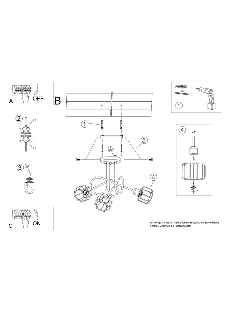 Sollux Żyrandol BELUCI 3S czarny SL.1118