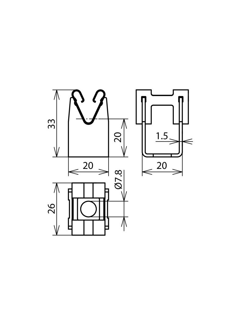 Wspornik DEHNgrip, wys. 20 mm, do drutu 8 mm, Cu