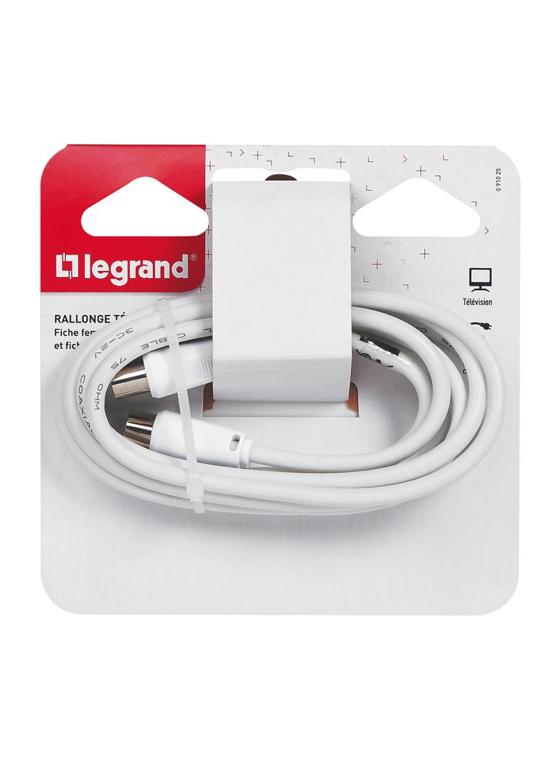 KABEL TV Z 1 WTYKIEM MĘSKIM O9,52 MM I 1 WTYKIEM ŻEŃSKIM O9,52 MM, DŁUGOŚĆ 5 M, Legrand