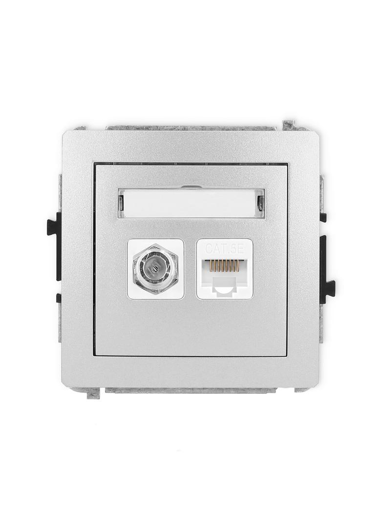 DECO Mechanizm gniazda antenowego poj. typu F (SAT) + gniazda komp. poj. 1xRJ45, kat. 5e, 8-stykowy