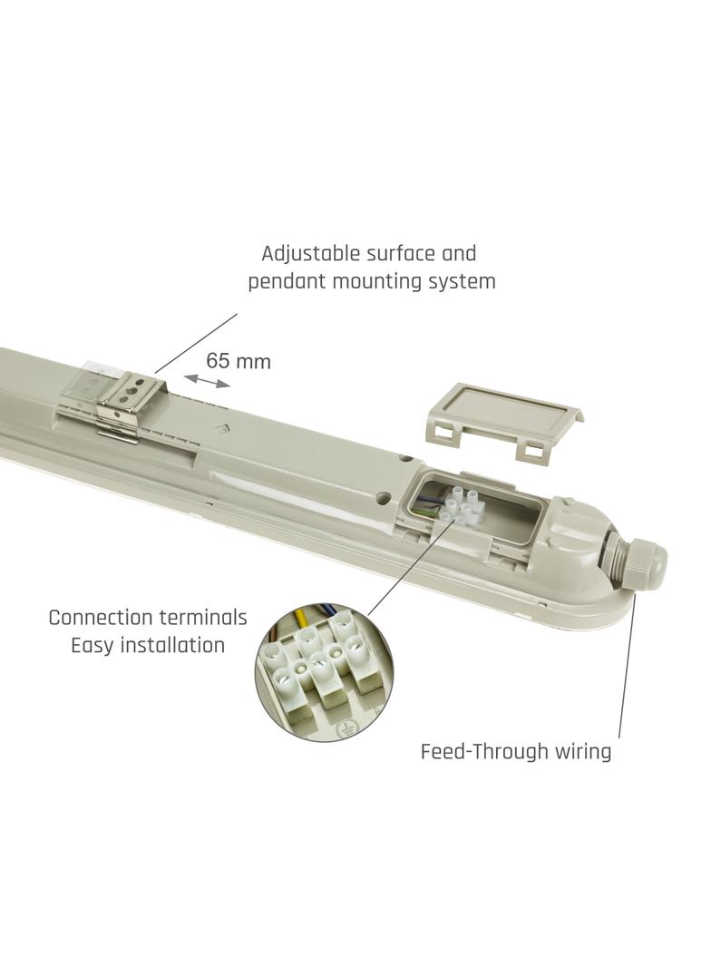 LIMEA GIGANT HERMETYK 1200mm 38W CW 230V 120st IP65 IK10 1190x72x70mm SZARY 5 lat gw.