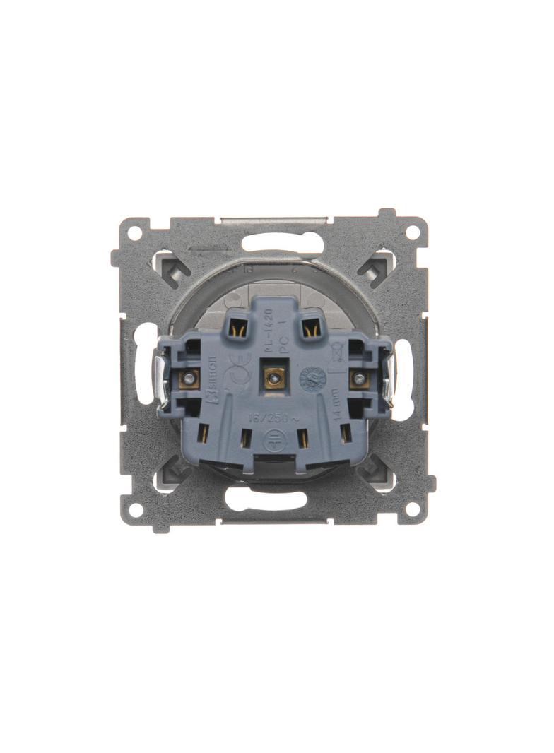 Simon 54 Gniazdo z/u i przesłonami 16A szybkozłączka srebrny mat