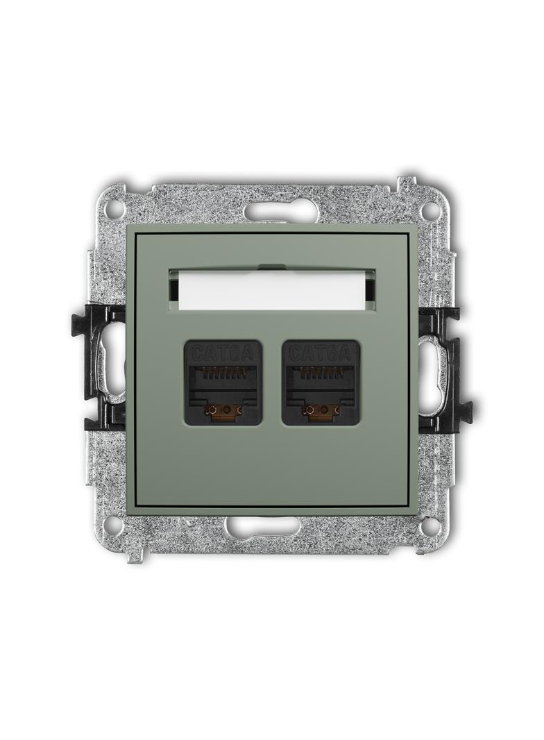 ICON Mechanizm gniazda komputerowego podwójnego 2xRJ45, kat. 6A, 8-stykowy szałwiowy