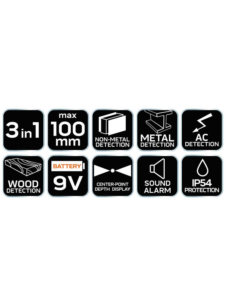 Wykrywacz z wyświetlaczem, 3 w 1