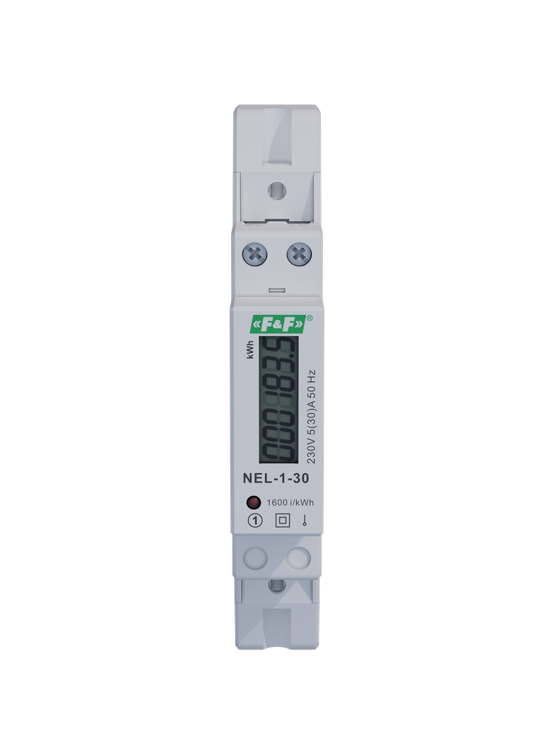 Wskaźnik zużycia energii elektrycznej 1-fazowy 230 VAC 30 A 1 moduł NEL-01-30 F&F