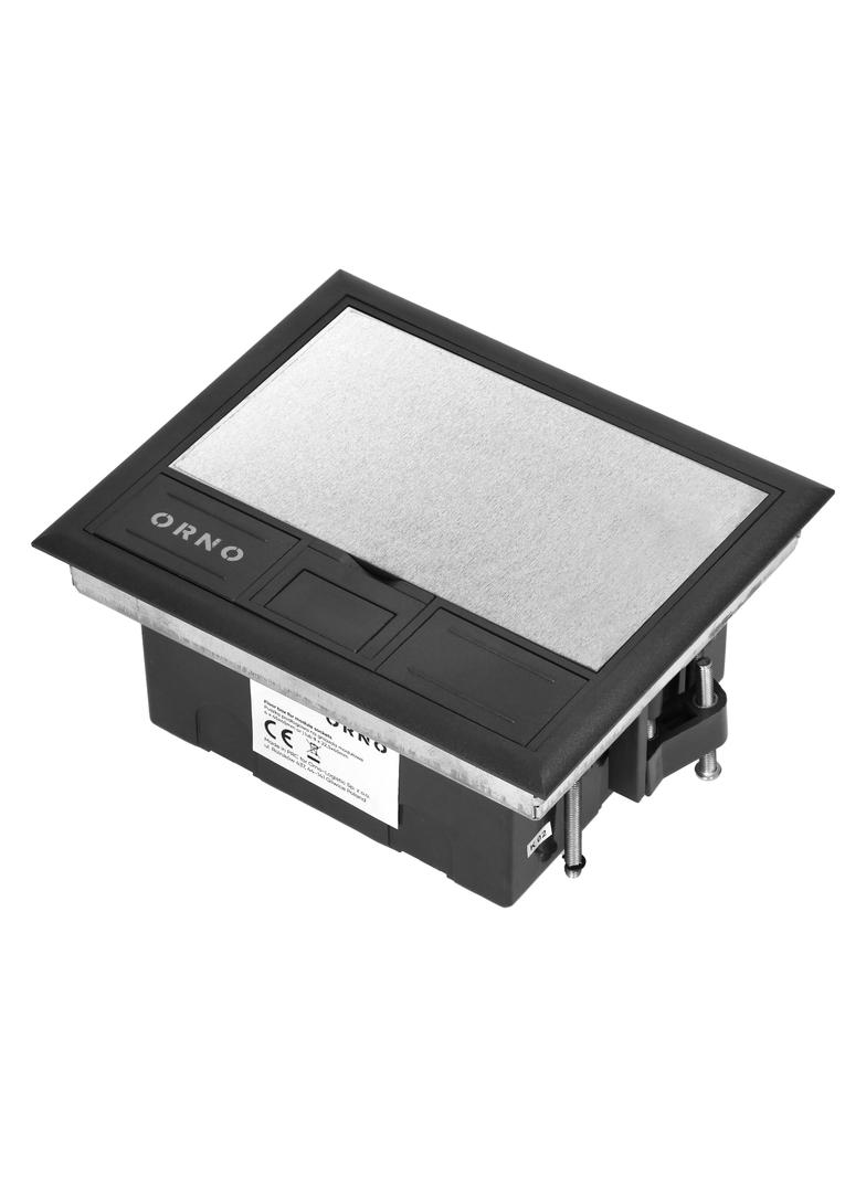 Puszka podłogowa na gniazda modułowe 4 x 45x45mm lub 8 x 22,5x45mm, pokrywa: stal nierdzewna, czarna