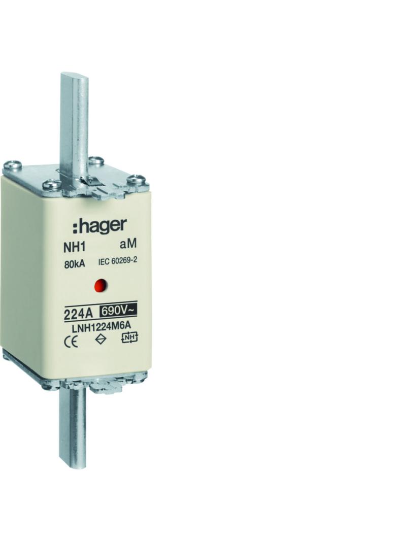 Wkładka bezp. nożowa NH1 wsk.podw. uchwyt nieiz. aM 224A 690 VAC LNH1224M6A HAGER