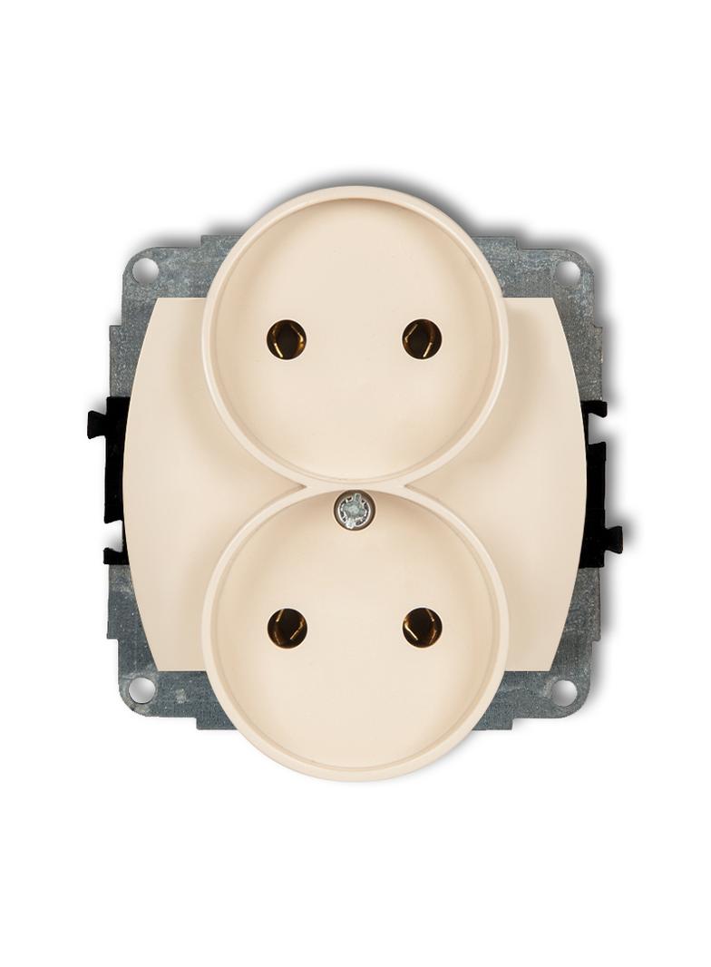 TREND Mechanizm gniazda podwójnego do ramki poziomej bez uziemienia 2x2P (przesłony torów prądowych)