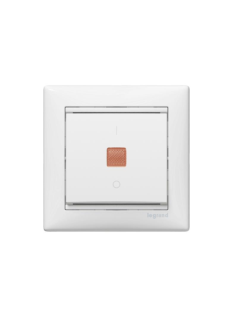 VALENA ŁĄCZNIK JEDNOBIEGUNOWY ZE WSKAŹNIKIEM PRZEPŁYWU PRĄDU BIAŁY 10AX-250~, Legrand