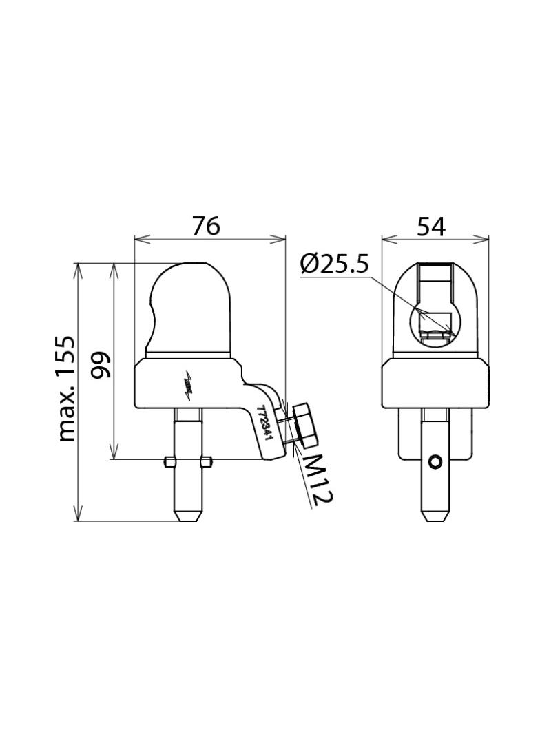 Zacisk kołpakowy zwykły, 25-150 mm2, fi 25 mm, trzpień z poprz. kołkiem