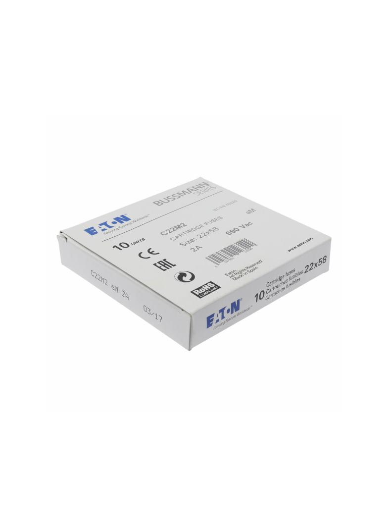 CYLINDRICAL FUSE 22 x 58 2A AM 690V AC Wkładka cylindryczna 22 x 58mm 2A AM 690V AC C22M2 EATON