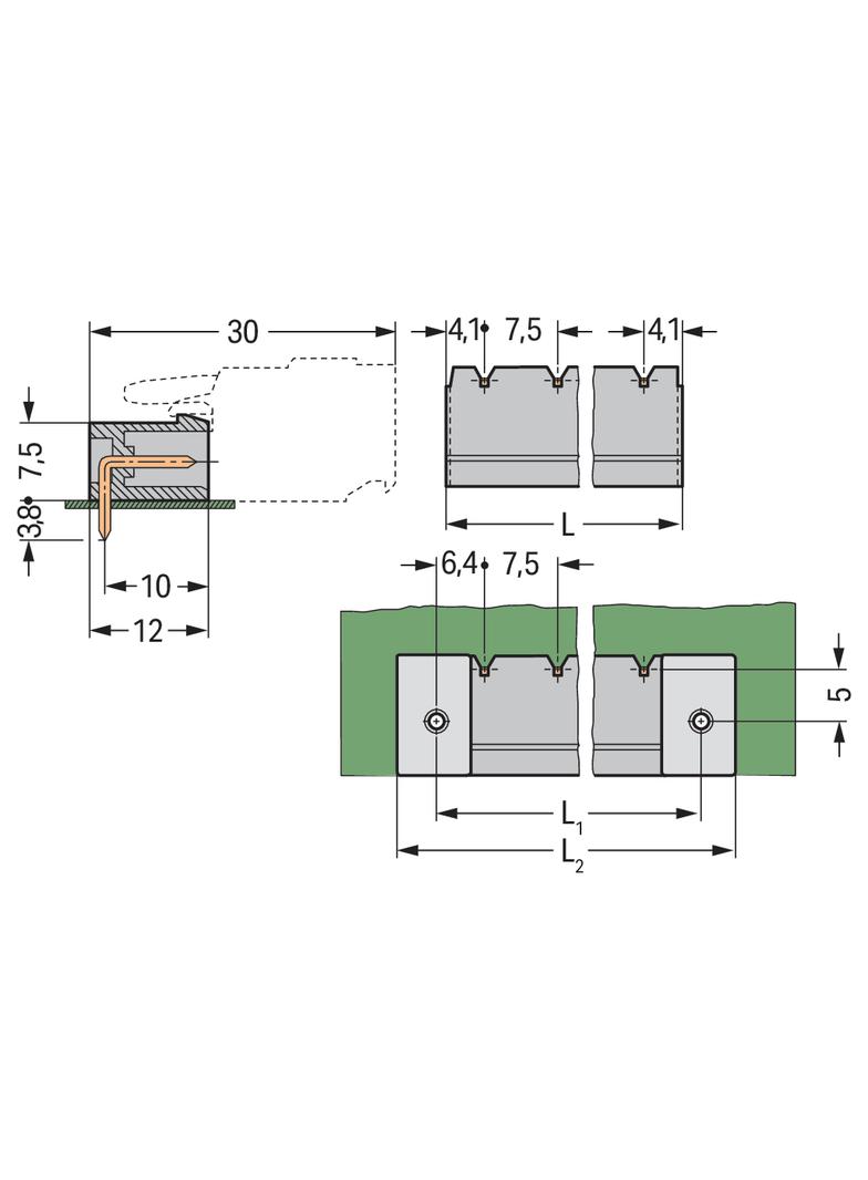 MCS-MIDI Classic wtyk 16-bieg. szary raster 7,5 mm