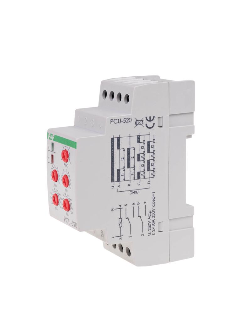 Przekaźnik czasowy 2-funkcyjny (nastawa 2 czasów T1 T2 styk: 2Z/R 230V PCU-520 F&F