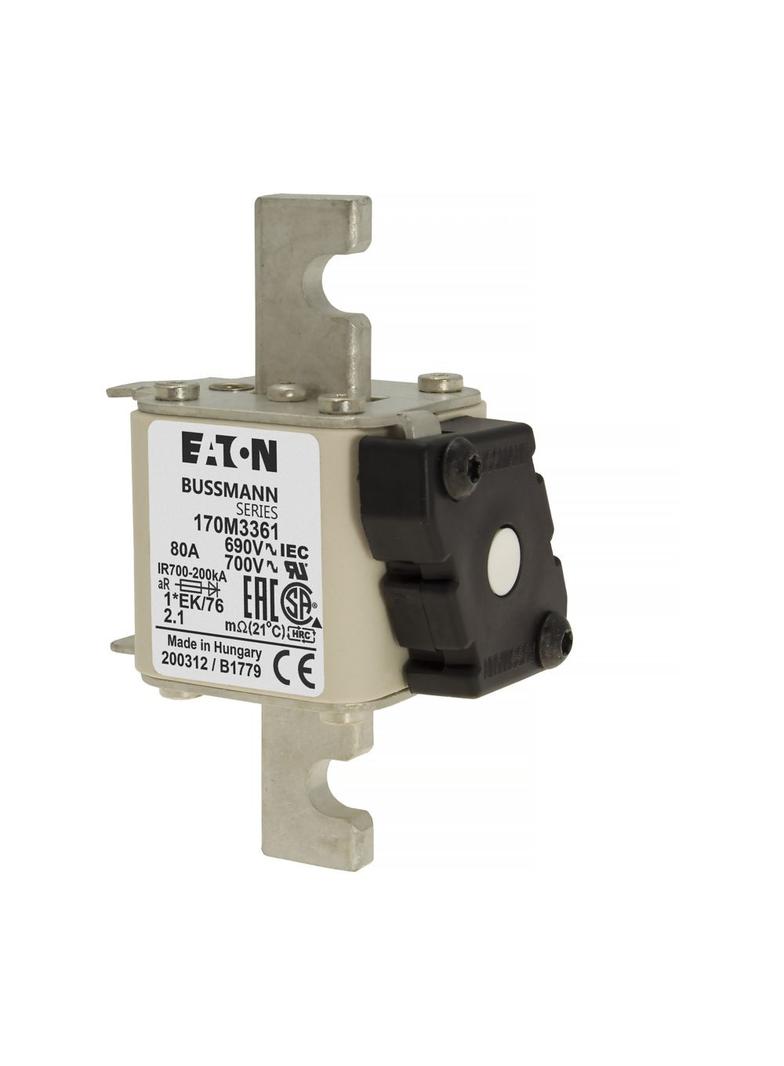 FUSE 80A 690V 1*EK/76 AR UC Wkładka szybka 80A AC 690V rozmiar 1 45x59x102 mm aR IE 170M3361 EATON