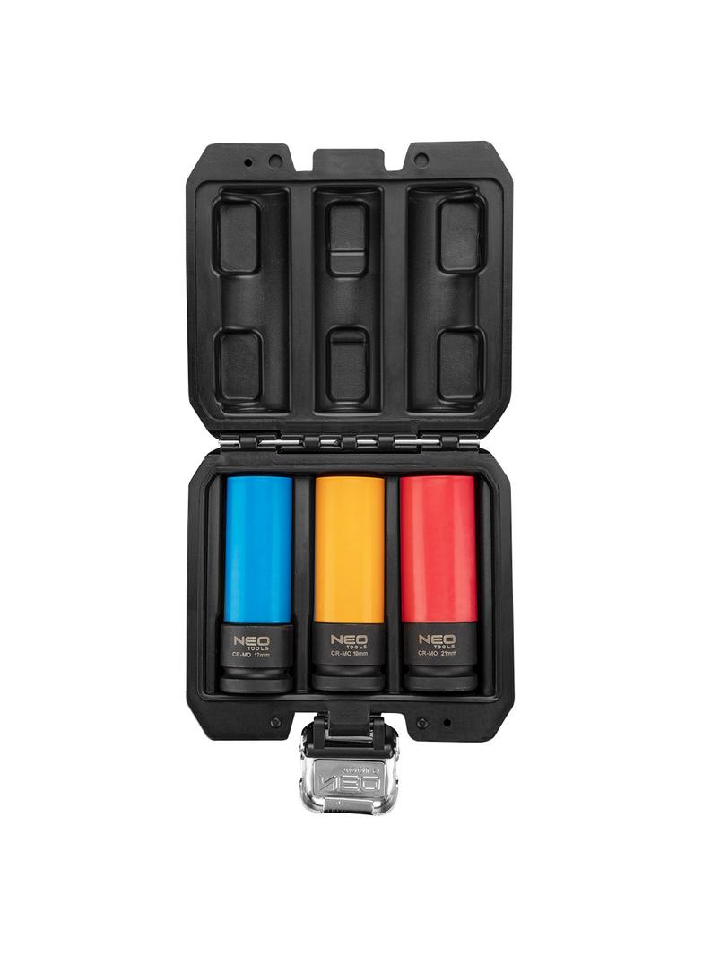 Nasadki do felg aluminiowych - zestaw 3 szt. (17 mm, 19 mm, 21 mm), Cr-Mo