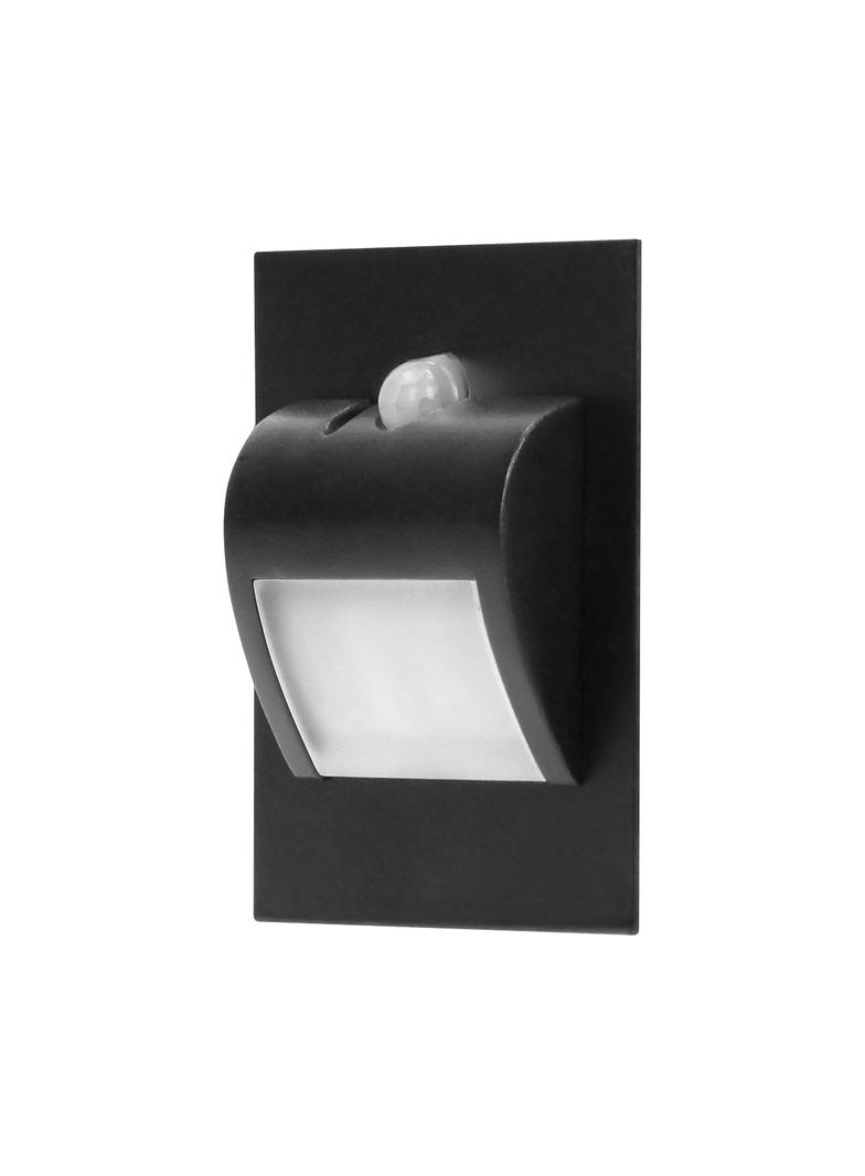 DRACO LED NEW 1,5W oprawa schodowa podtynkowa 12VDC 30lm 6000K czarny czujnik ruchu i zmierzch AD-OS