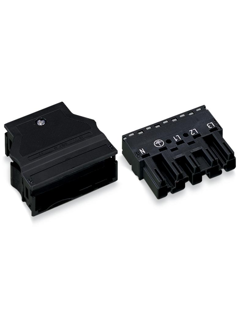 WINSTA wtyk 5-torowy z obudową odciążającą naciąg czarny