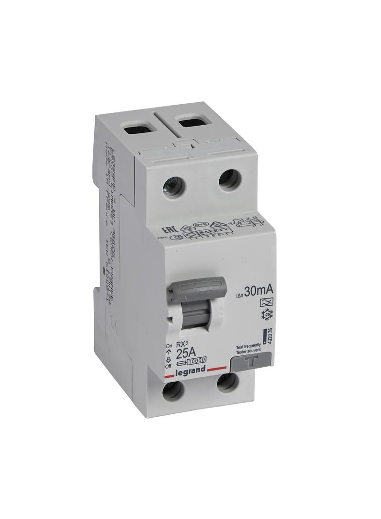Wyłącznik różnicowoprądowy RX3 2P 25A 30mA typ A 402036 LEGRAND
