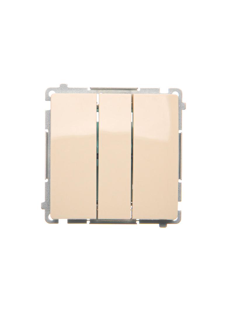 Simon Basic Przycisk potrójny z podświetleniem LED 10A szybkozłączka beż