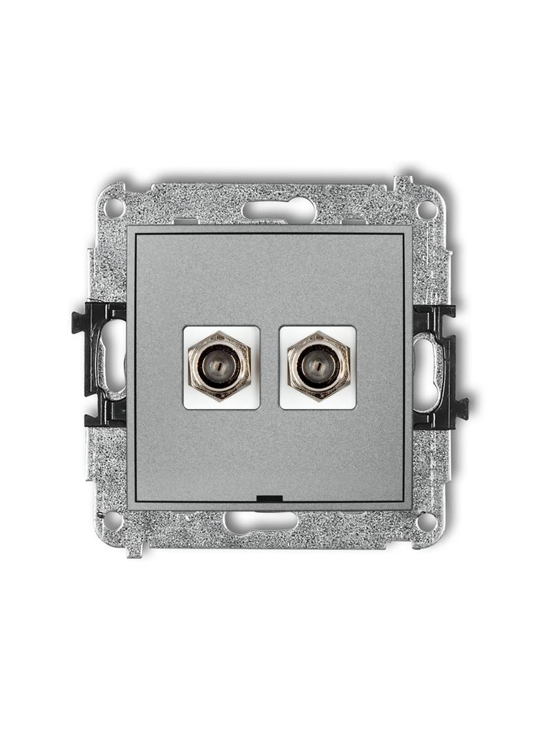 ICON Mechanizm gniazda antenowego podwójnego typu F (SAT) niklowany, bez pola opisowego srebrny meta