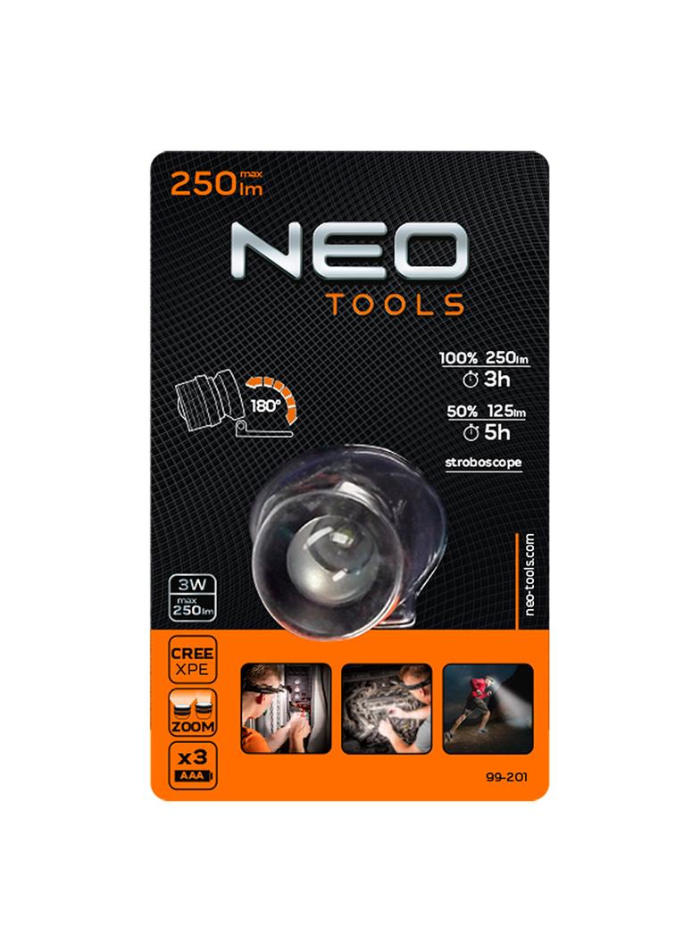 Latarka czołowa 250 lum, zoom, CREE XPE, 3xAAA