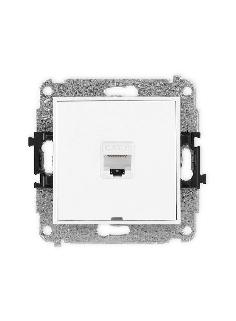 ICON Mechanizm gniazda komputerowego pojedynczego 1xRJ45, kat. 6, 8-stykowy, bez pola opisowego biał