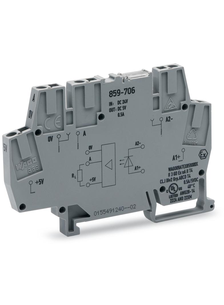 złączka z optoseparatorem 24VDC/5VDC/0,5A/10kHZ WAGO