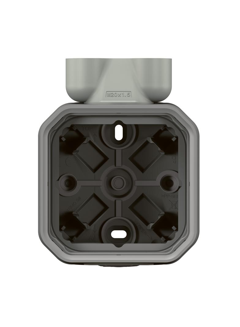 NOWE PLEXO - PUSZKA NATYNKOWA POJEDYNCZA Z PRZEPUSTEM KABLOWYM ISO20 SZARA