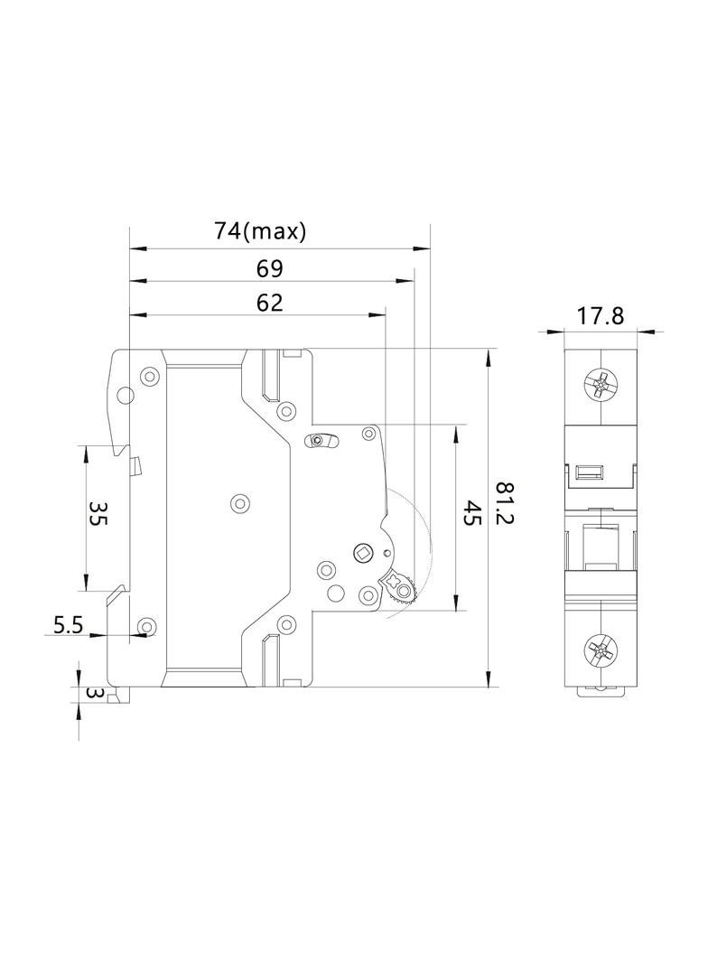 Rozłącznik izolacyjny modułowy 1P 63A DL 1P 63A FR/63A/1P 87.101 OPATÓWEK