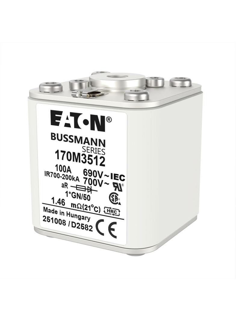 FUSE 100A 690V 1*GN/50 AR UC Wkładka szybka 100A AC 690V rozmiar 1 45x59x51 mm aR I 170M3512 EATON